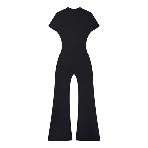 Women’s Tight Flared Leg Quarter-Zip Jumpsuit